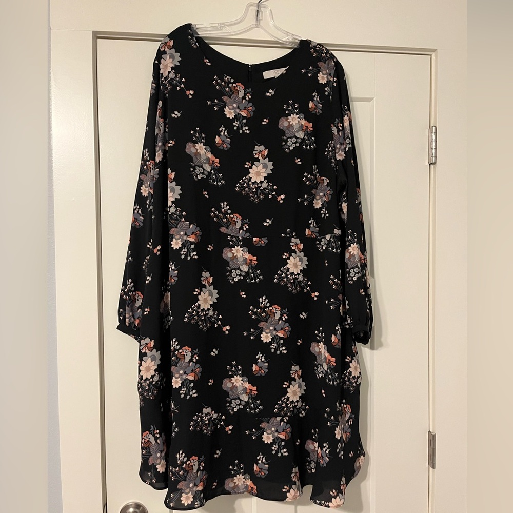 Ann Taylor Loft Floral Black Dress